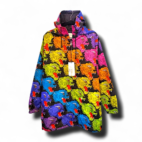 NWT Gucci Panther RARE Hooded Lightweight Colorful Luxury Jacket 40 IT XL COA - Picture 2 of 10